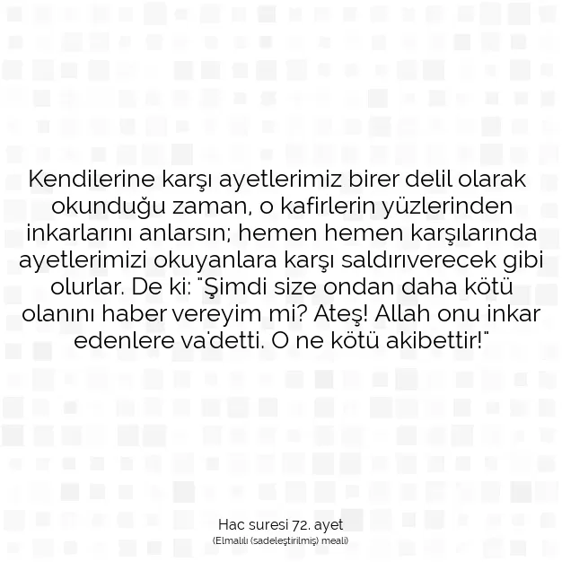 Ayetbul | Kuran Mealleri | Quran | Hac suresi 72. ayet