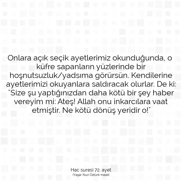 Ayetbul | Kuran Mealleri | Quran | Hac suresi 72. ayet