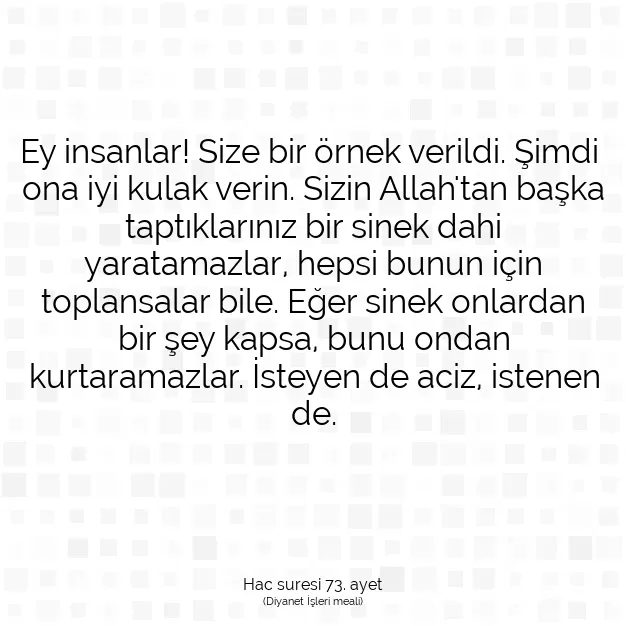 Ayetbul | Kuran Mealleri | Quran | Hac suresi 73. ayet