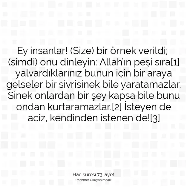 Ayetbul | Kuran Mealleri | Quran | Hac suresi 73. ayet