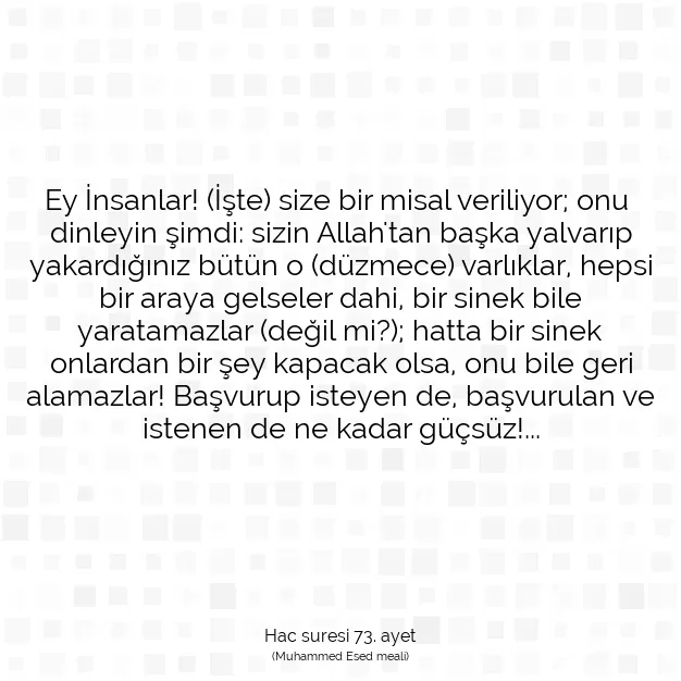 Ayetbul | Kuran Mealleri | Quran | Hac suresi 73. ayet