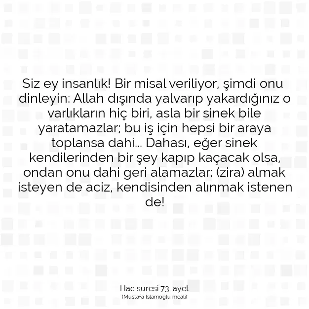 Ayetbul | Kuran Mealleri | Quran | Hac suresi 73. ayet