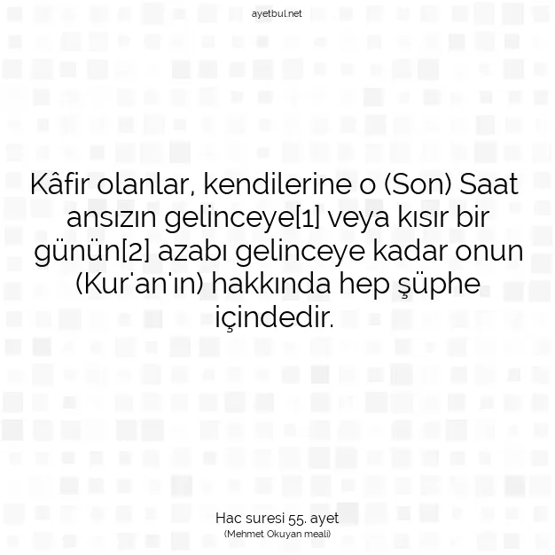 Ayetbul | Kuran Mealleri | Quran | Hac suresi 55. ayet