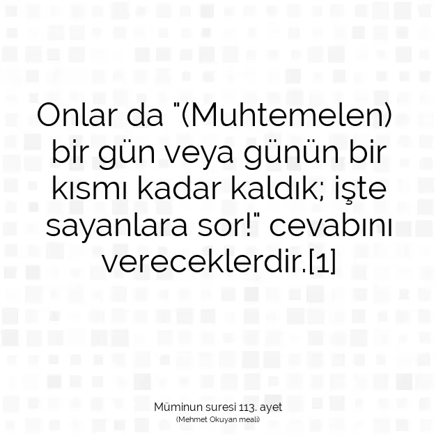 Ayetbul | Kuran Mealleri | Quran | Müminun suresi 113. ayet