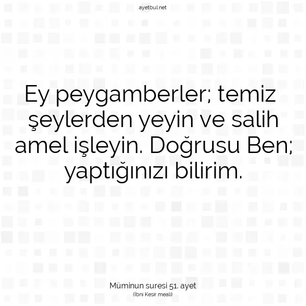 Ayetbul | Kuran Mealleri | Quran | Müminun suresi 51. ayet