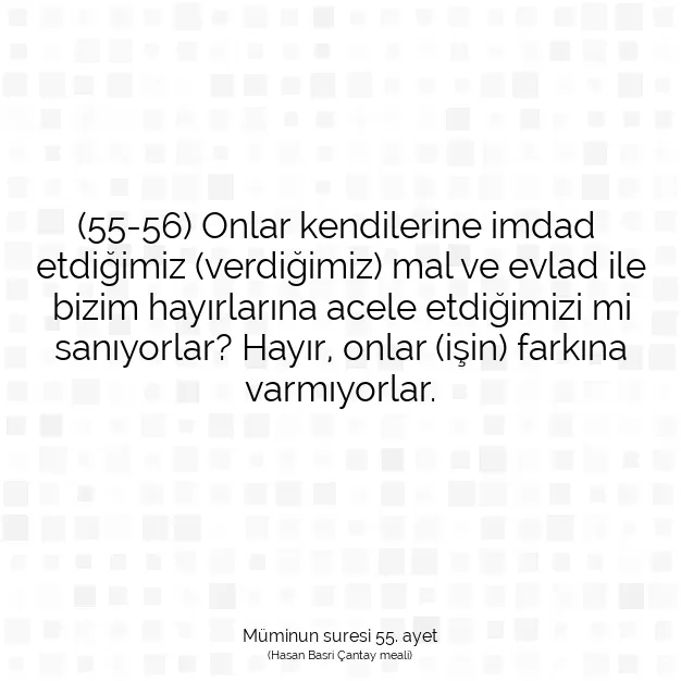 Ayetbul | Kuran Mealleri | Quran | Müminun suresi 55. ayet