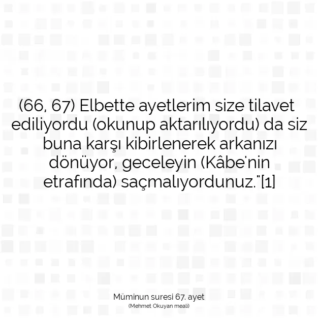 Ayetbul | Kuran Mealleri | Quran | Müminun suresi 67. ayet