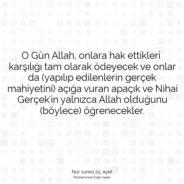 Ayetbul | Kuran Mealleri | Quran | Nur suresi 25. ayet