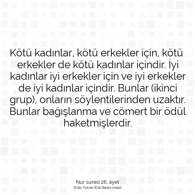 Ayetbul | Kuran Mealleri | Quran | Nur suresi 26. ayet