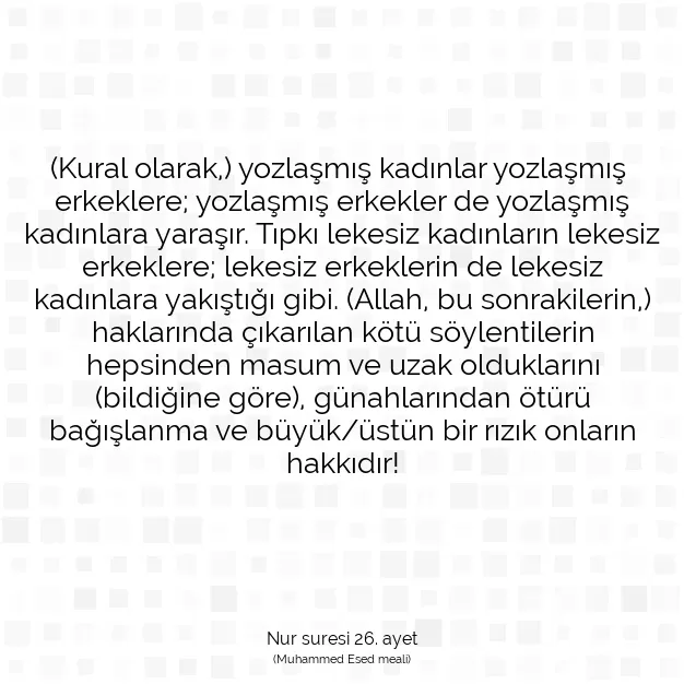 Ayetbul | Kuran Mealleri | Quran | Nur suresi 26. ayet