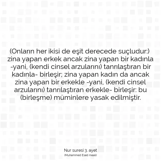 Ayetbul | Kuran Mealleri | Quran | Nur suresi 3. ayet