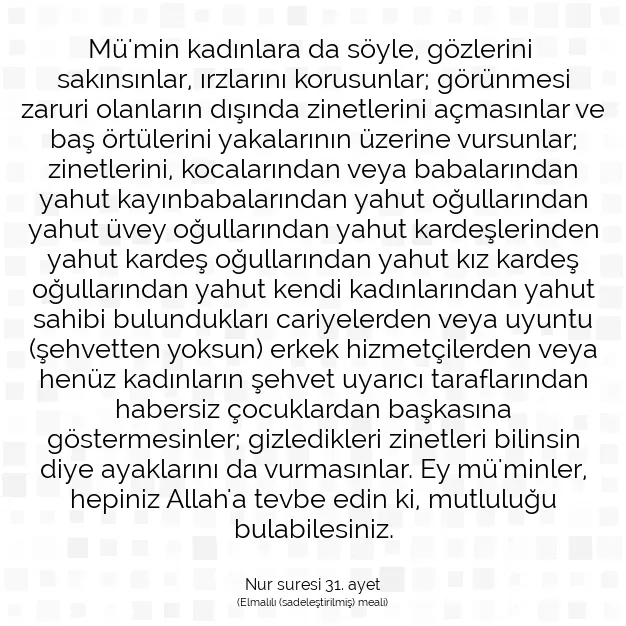 Ayetbul | Kuran Mealleri | Quran | Nur suresi 31. ayet