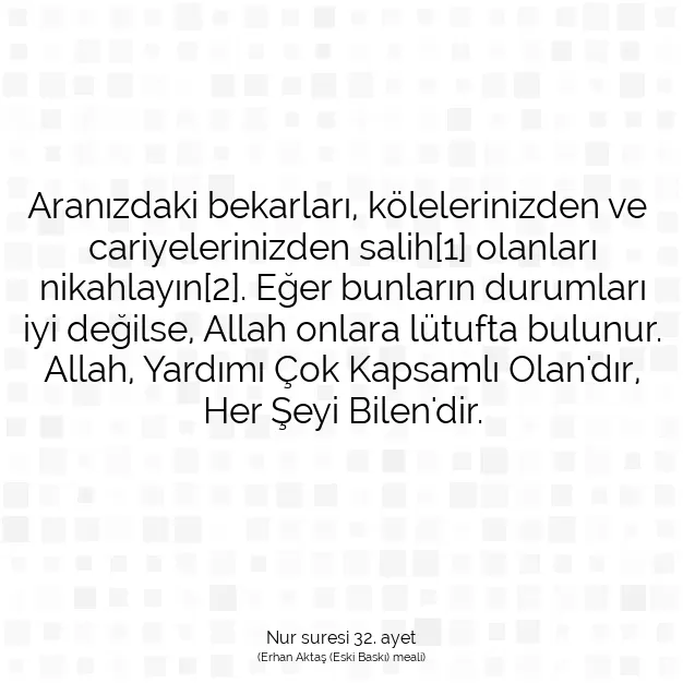 Ayetbul | Kuran Mealleri | Quran | Nur suresi 32. ayet