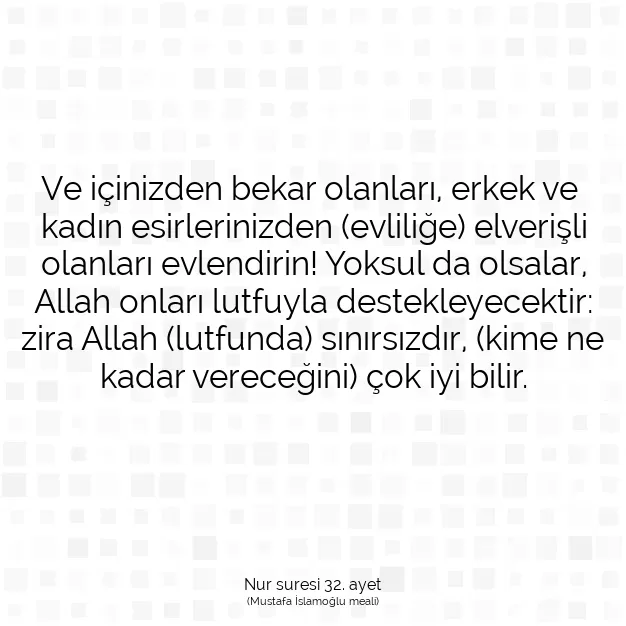 Ayetbul | Kuran Mealleri | Quran | Nur suresi 32. ayet