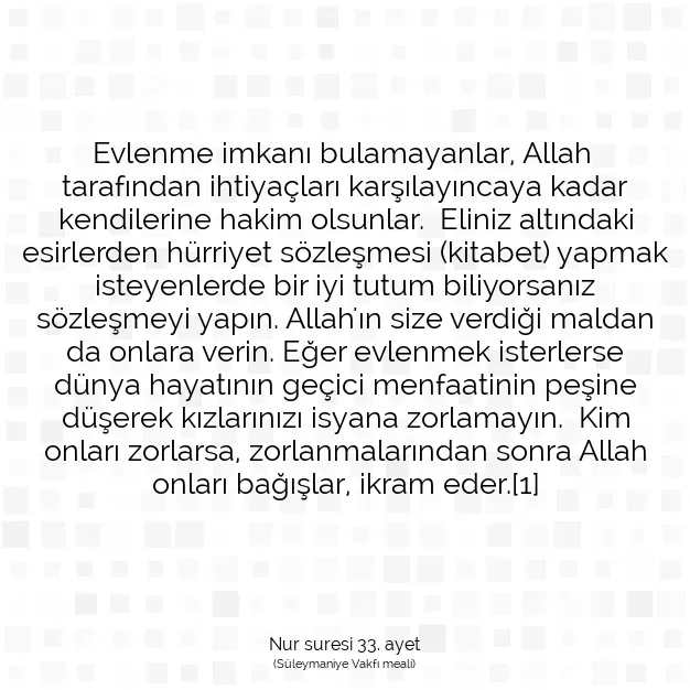 Ayetbul | Kuran Mealleri | Quran | Nur suresi 33. ayet