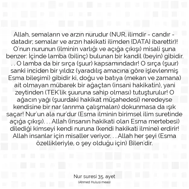 Ayetbul | Kuran Mealleri | Quran | Nur suresi 35. ayet