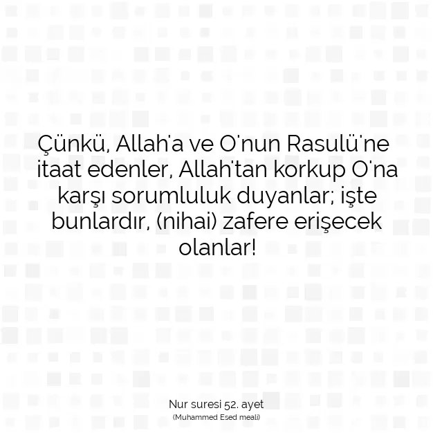 Ayetbul | Kuran Mealleri | Quran | Nur suresi 52. ayet