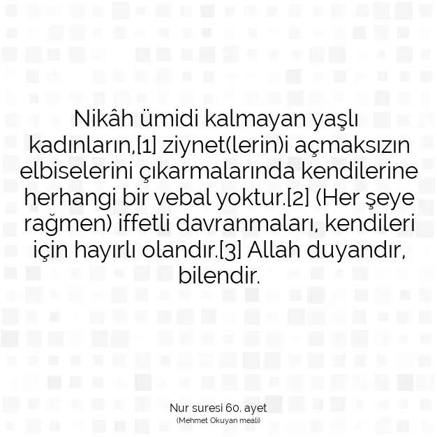 Ayetbul | Kuran Mealleri | Quran | Nur suresi 60. ayet