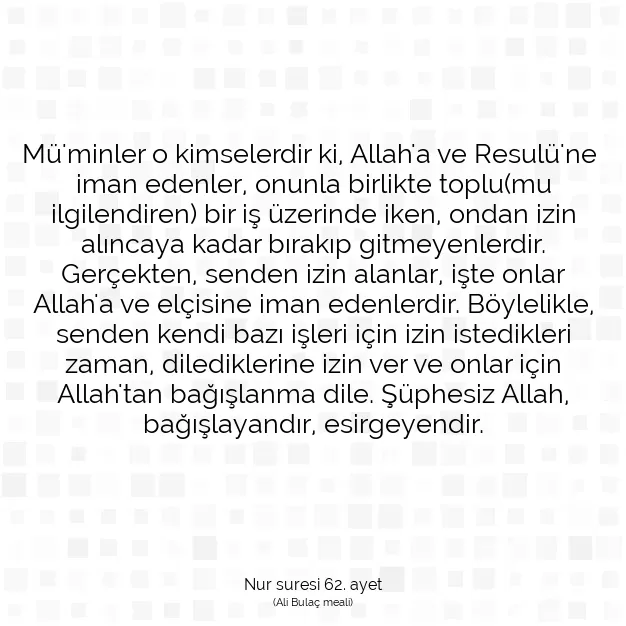 Ayetbul | Kuran Mealleri | Quran | Nur suresi 62. ayet