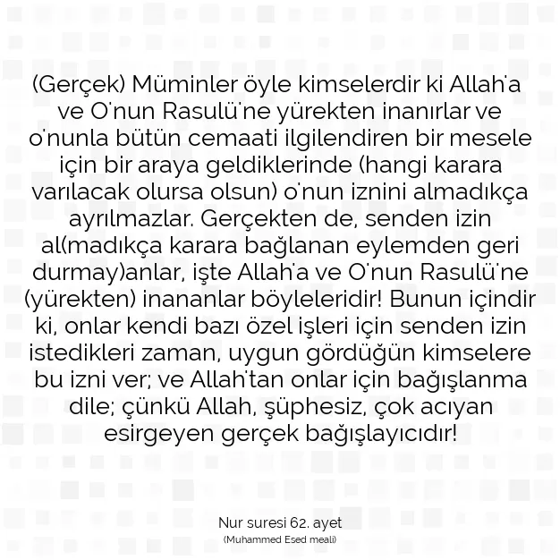 Ayetbul | Kuran Mealleri | Quran | Nur suresi 62. ayet