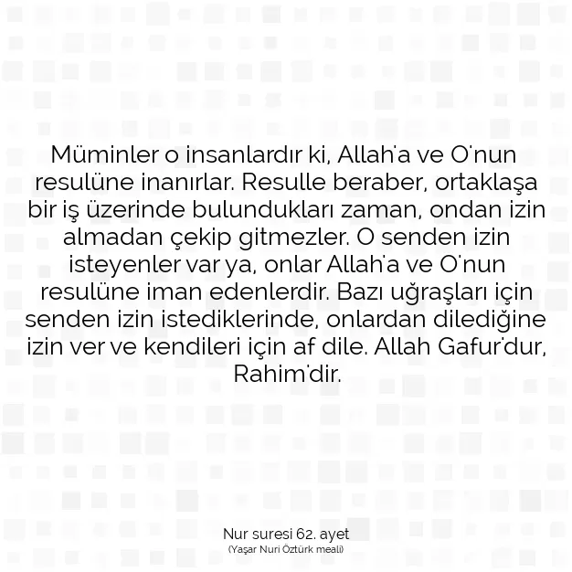 Ayetbul | Kuran Mealleri | Quran | Nur suresi 62. ayet