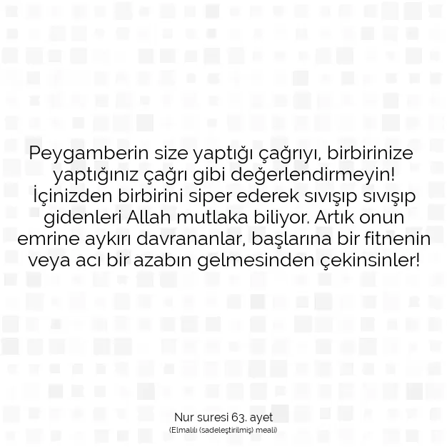 Ayetbul | Kuran Mealleri | Quran | Nur suresi 63. ayet