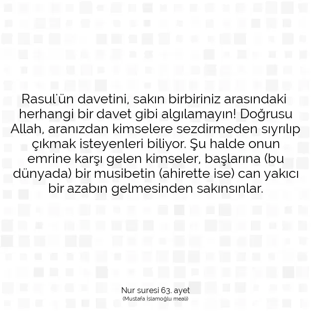 Ayetbul | Kuran Mealleri | Quran | Nur suresi 63. ayet