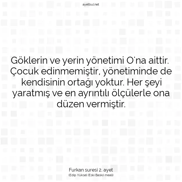 Ayetbul | Kuran Mealleri | Quran | Furkan suresi 2. ayet