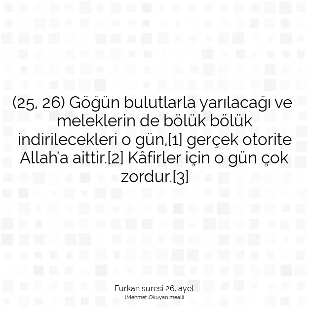 Ayetbul | Kuran Mealleri | Quran | Furkan suresi 26. ayet