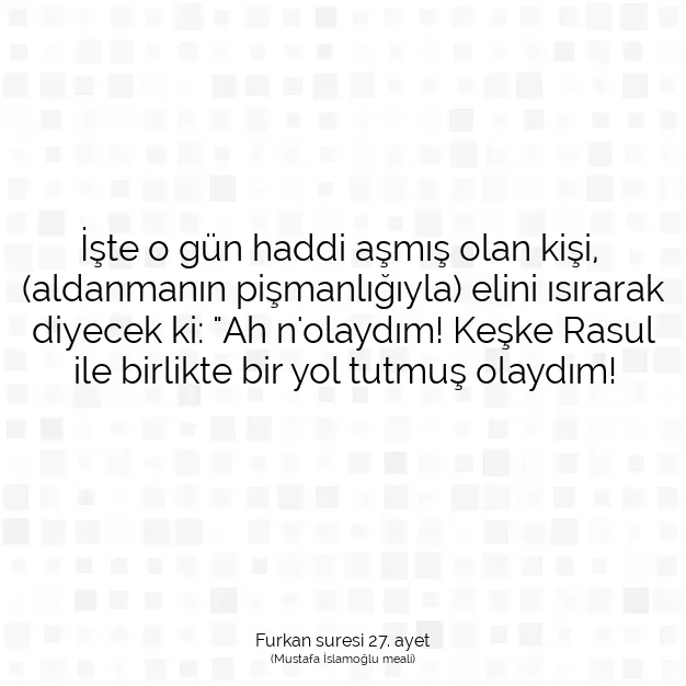 Ayetbul | Kuran Mealleri | Quran | Furkan suresi 27. ayet