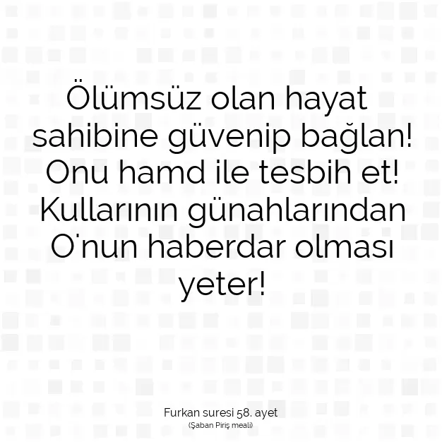 Ayetbul | Kuran Mealleri | Quran | Furkan suresi 58. ayet