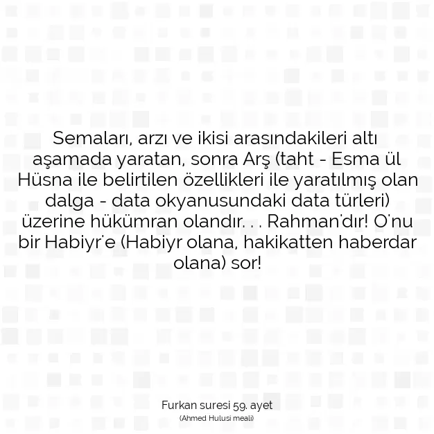 Ayetbul | Kuran Mealleri | Quran | Furkan suresi 59. ayet