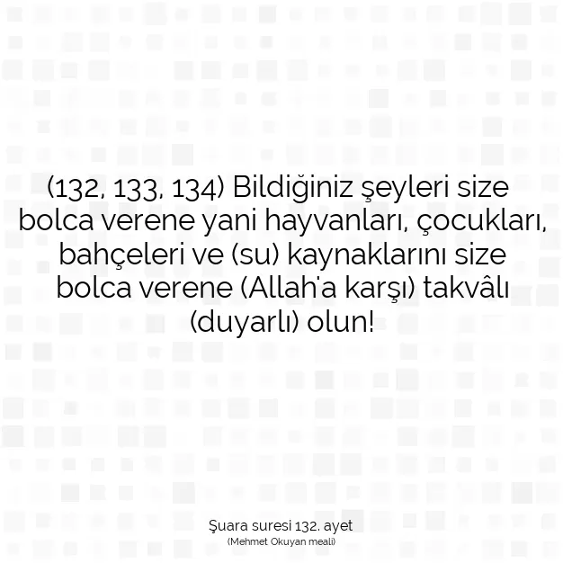 Ayetbul | Kuran Mealleri | Quran | Şuara suresi 132. ayet