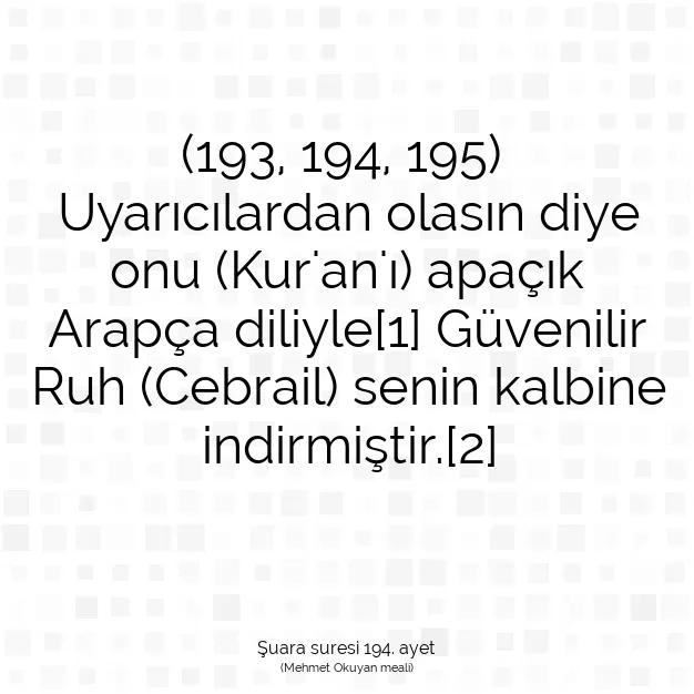 Ayetbul | Kuran Mealleri | Quran | Şuara suresi 194. ayet