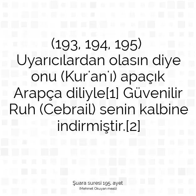 Ayetbul | Kuran Mealleri | Quran | Şuara suresi 195. ayet