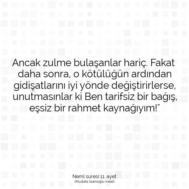 Ayetbul | Kuran Mealleri | Quran | Neml suresi 11. ayet