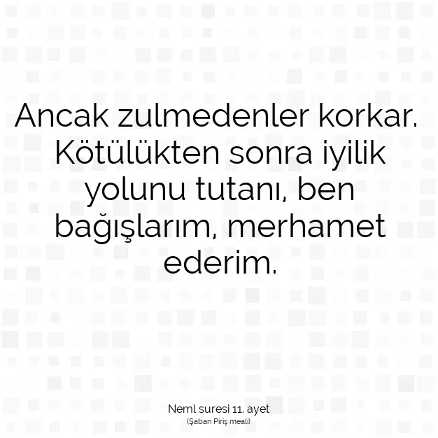 Ayetbul | Kuran Mealleri | Quran | Neml suresi 11. ayet