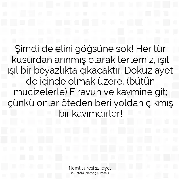 Ayetbul | Kuran Mealleri | Quran | Neml suresi 12. ayet