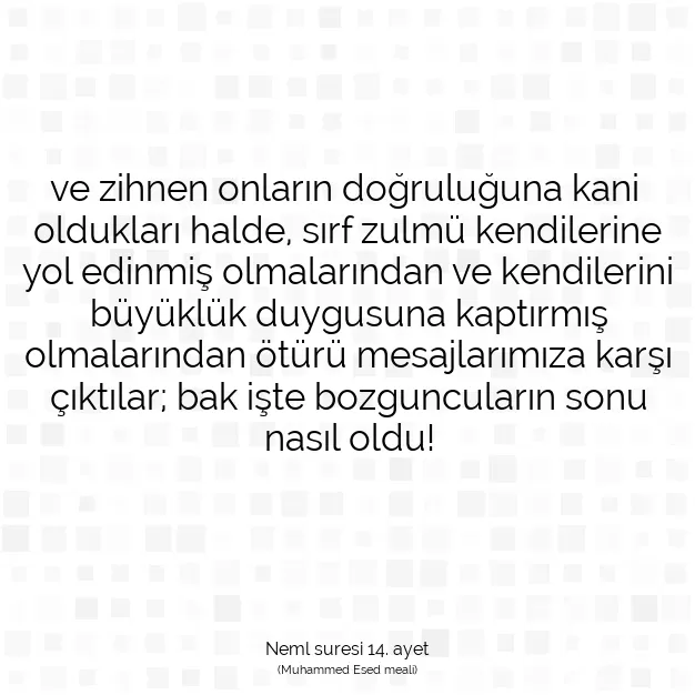 Ayetbul | Kuran Mealleri | Quran | Neml suresi 14. ayet