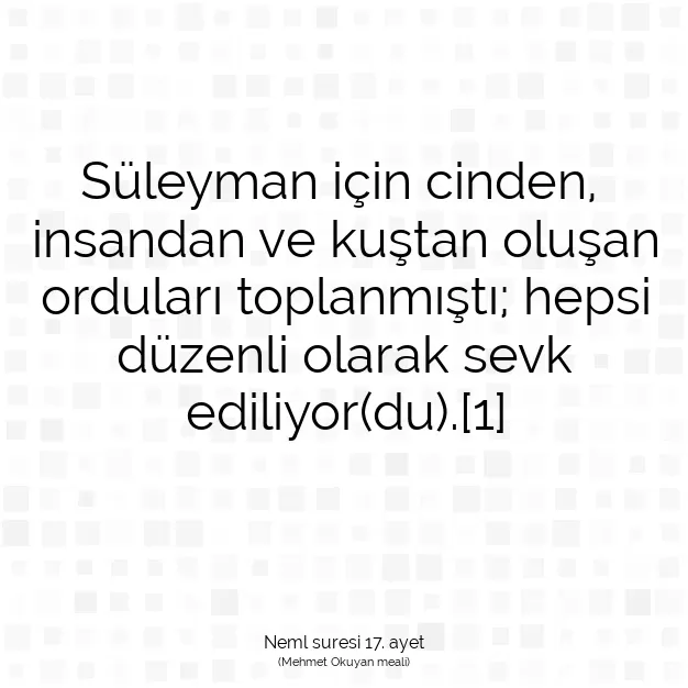 Ayetbul | Kuran Mealleri | Quran | Neml suresi 17. ayet