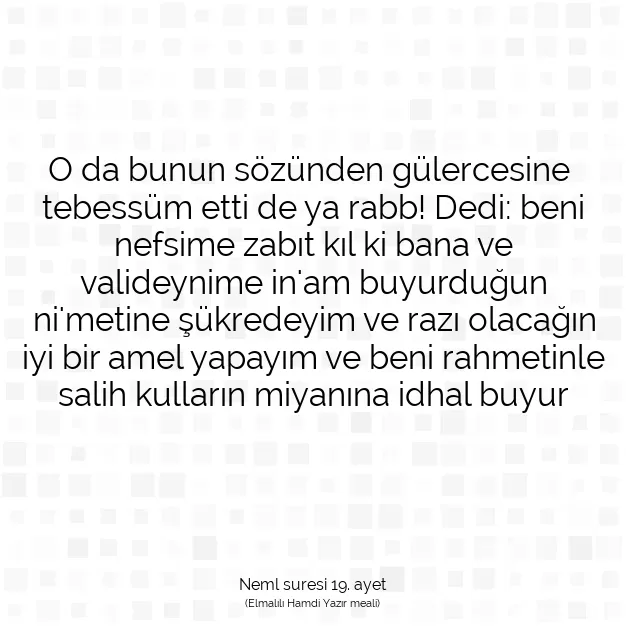 Ayetbul | Kuran Mealleri | Quran | Neml suresi 19. ayet