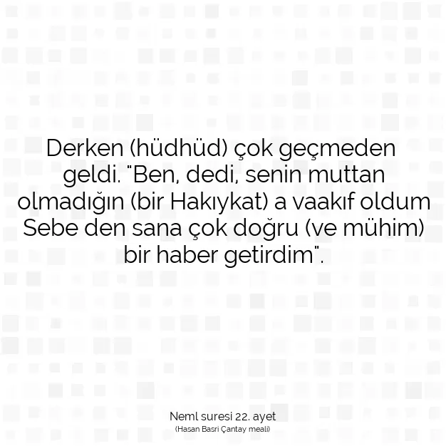 Ayetbul | Kuran Mealleri | Quran | Neml suresi 22. ayet