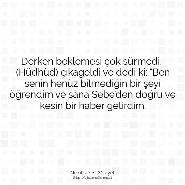 Ayetbul | Kuran Mealleri | Quran | Neml suresi 22. ayet