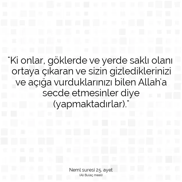 Ayetbul | Kuran Mealleri | Quran | Neml suresi 25. ayet