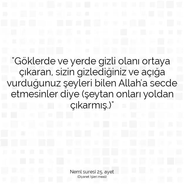 Ayetbul | Kuran Mealleri | Quran | Neml suresi 25. ayet