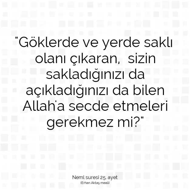 Ayetbul | Kuran Mealleri | Quran | Neml suresi 25. ayet