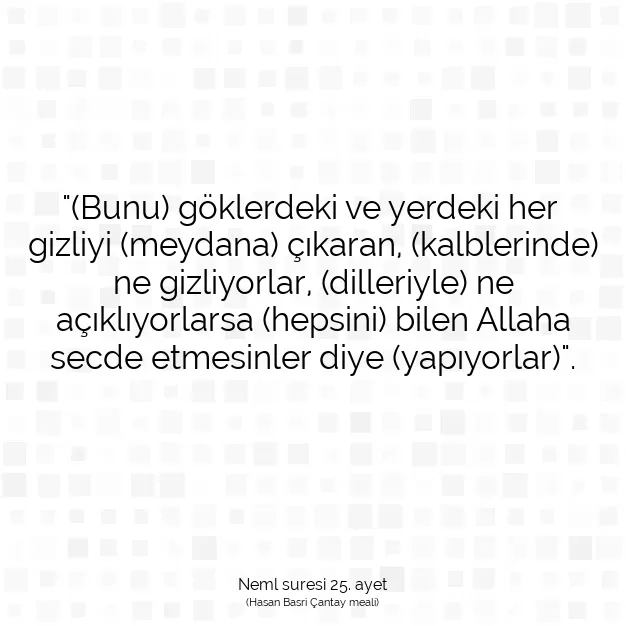 Ayetbul | Kuran Mealleri | Quran | Neml suresi 25. ayet