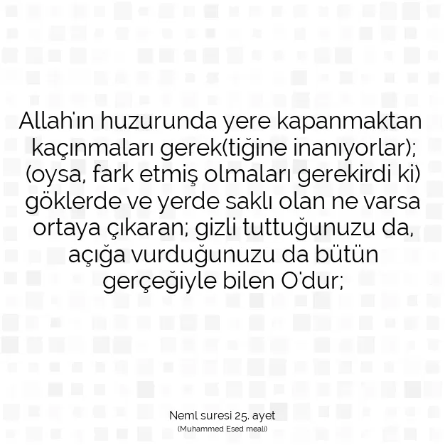 Ayetbul | Kuran Mealleri | Quran | Neml suresi 25. ayet