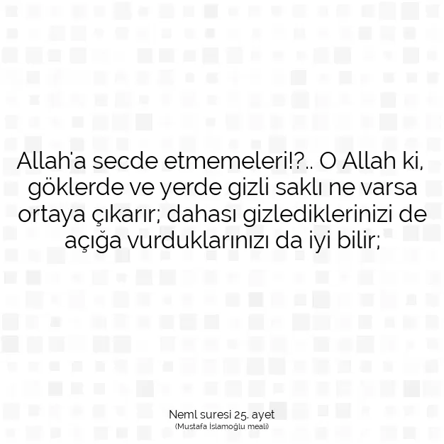 Ayetbul | Kuran Mealleri | Quran | Neml suresi 25. ayet