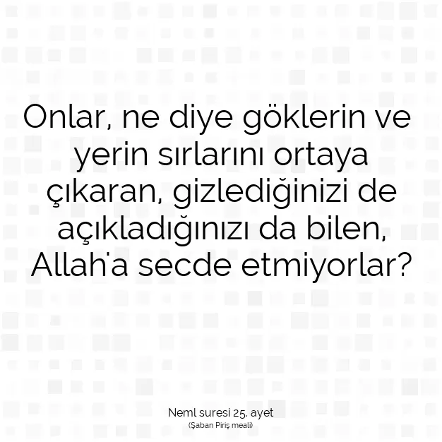 Ayetbul | Kuran Mealleri | Quran | Neml suresi 25. ayet